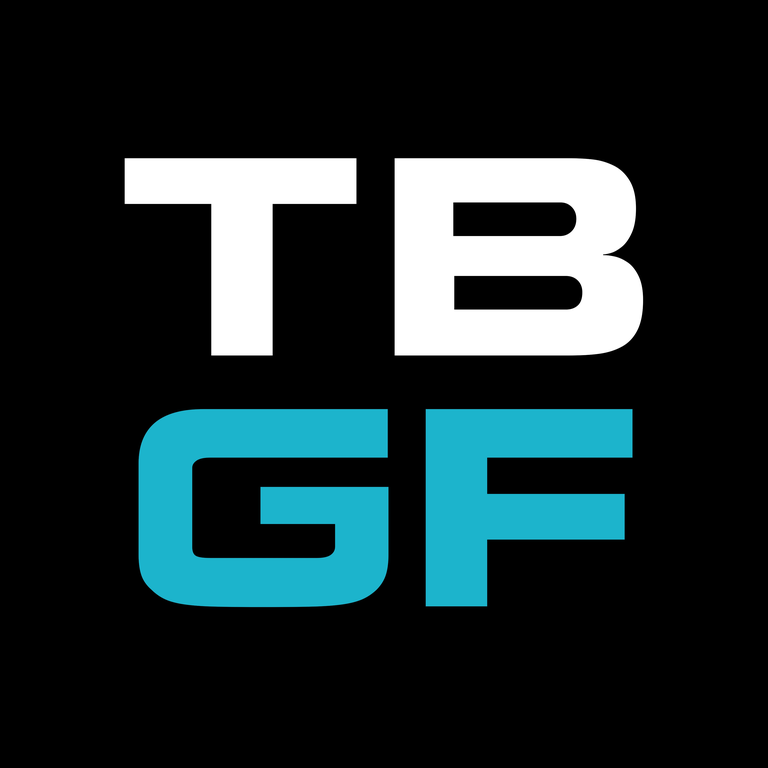 TBGF abbreviated mark, white and Azure on dark